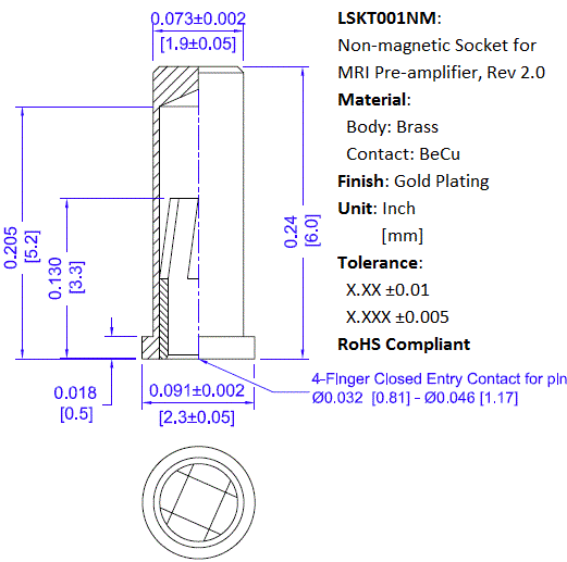 Socket for MRI Preamp